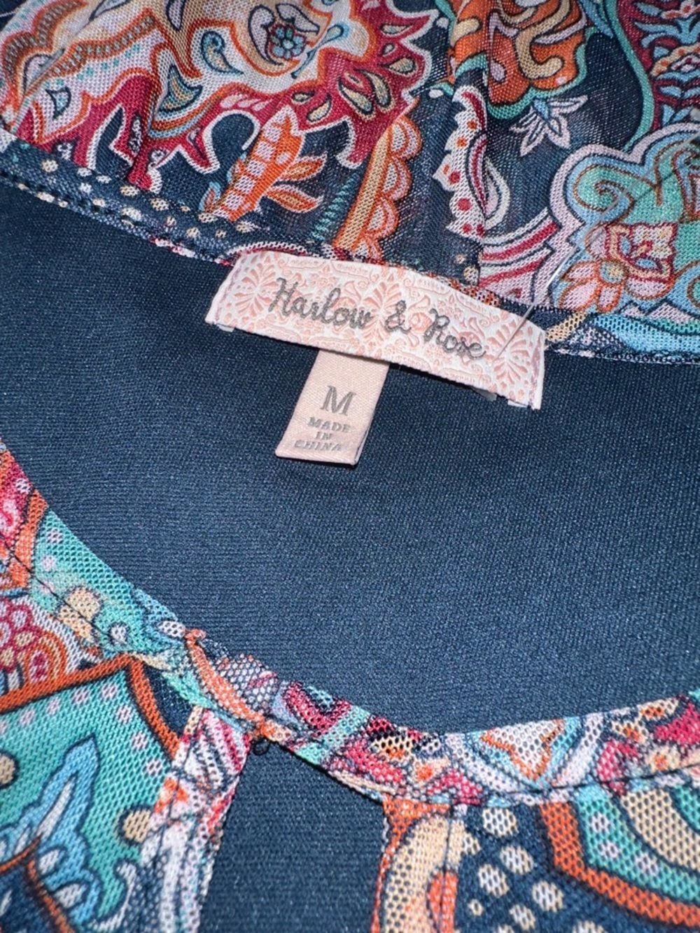 Harlow & Rose Navy Multicolor Geometric Asymmetrical Hem Dress Size Medium - Picture 15 of 15